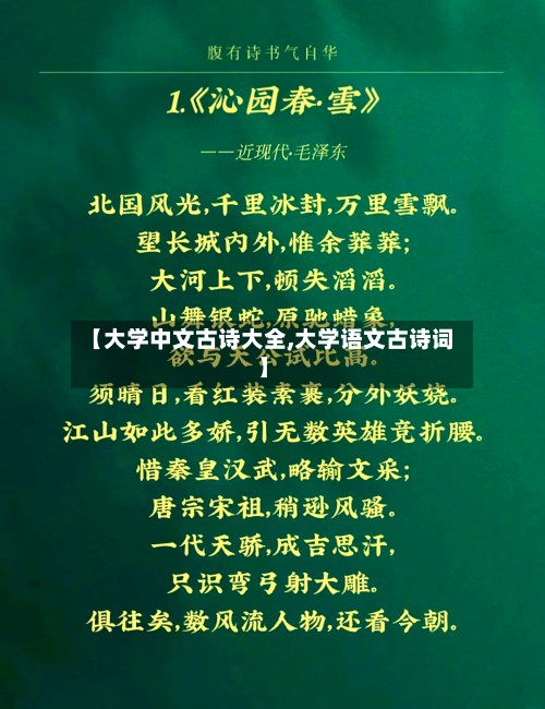 【大学中文古诗大全,大学语文古诗词】