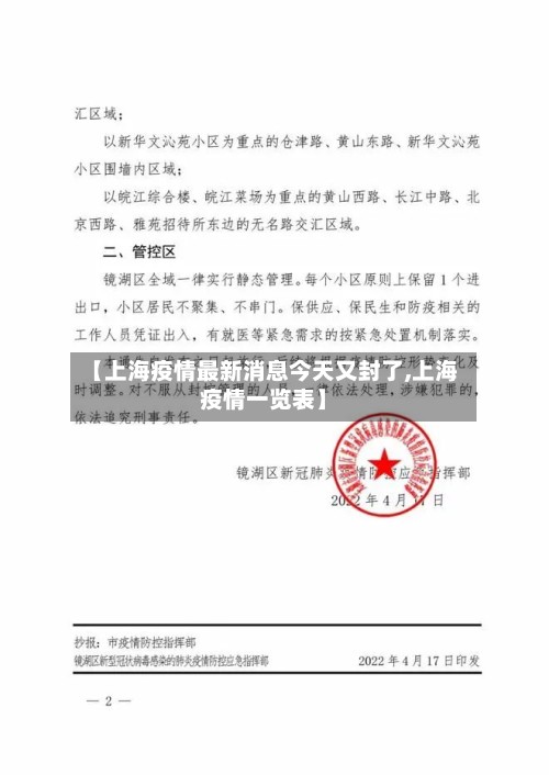 【上海疫情最新消息今天又封了,上海疫情一览表】