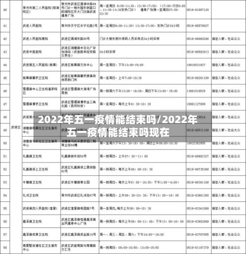 2022年五一疫情能结束吗/2022年五一疫情能结束吗现在