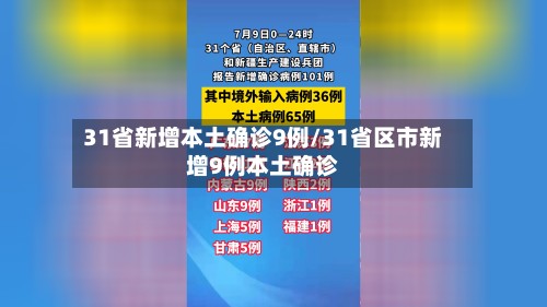 31省新增本土确诊9例/31省区市新增9例本土确诊