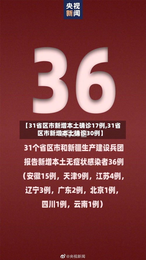【31省区市新增本土确诊17例,31省区市新增本土确诊30例】