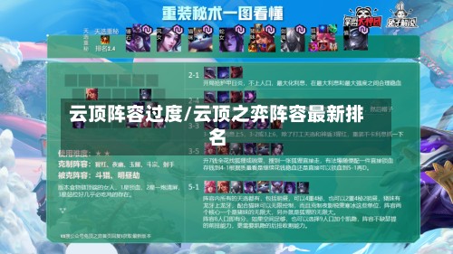云顶阵容过度/云顶之弈阵容最新排名