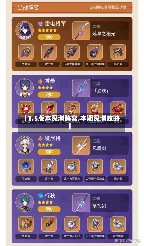 【1.5版本深渊阵容,本期深渊攻略】