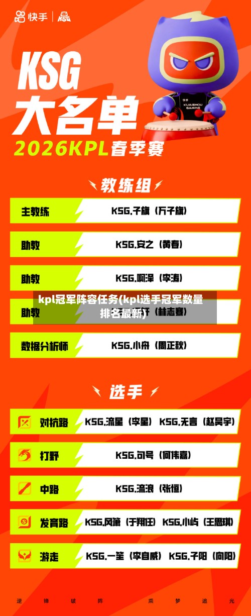 kpl冠军阵容任务(kpl选手冠军数量排名最新)