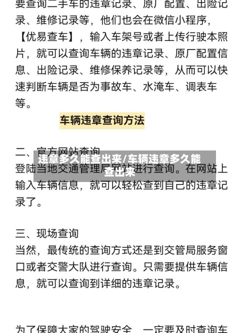 违章多久能查出来/车辆违章多久能查出来