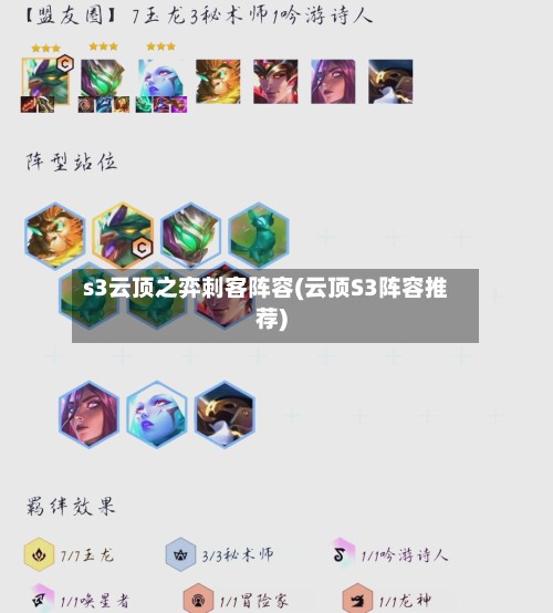 s3云顶之弈刺客阵容(云顶S3阵容推荐)