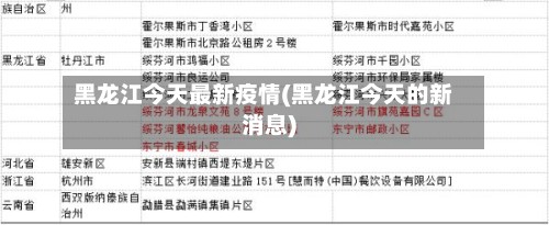 黑龙江今天最新疫情(黑龙江今天的新消息)