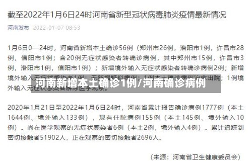 河南新增本土确诊1例/河南确诊病例-第2张图片