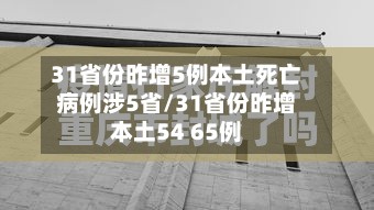 31省份昨增5例本土死亡病例涉5省/31省份昨增本土54 65例