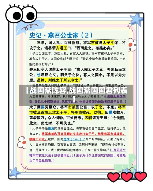 【战国燕阵容,战国燕国国君列表】