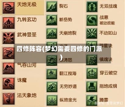 四修阵容(梦幻需要四修的门派)