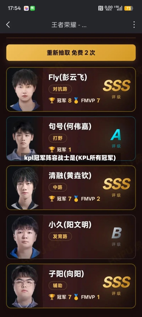 kpl冠军阵容战士是(KPL所有冠军)-第2张图片