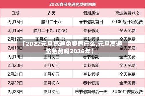 【2022元旦高速免费通行么,元旦高速路免费吗2026年】-第2张图片