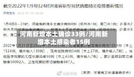 河南新增本土确诊33例/河南新增本土感染者15例