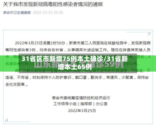 31省区市新增75例本土确诊/31省新增本土65例