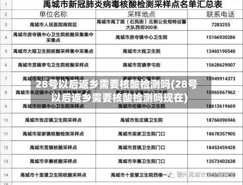 28号以后返乡需要核酸检测吗(28号以后返乡需要核酸检测吗现在)